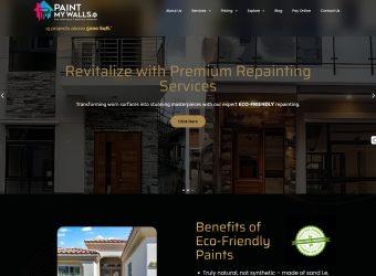 aintMyWalls website showcasing home and commercial painting services, developed using WordPress and Elementor with HTML, CSS, and JavaScript by Nasir